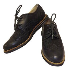 Cole Haan Womens Lunargrand Wingtip Oxford Shoes 7.5 B Leather Wool Gray Lace-up
